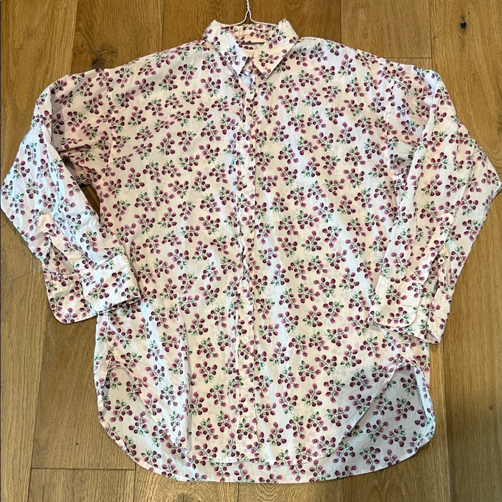 J Crew Relaxed Fit Poplin Button Down in Berry Print - 4